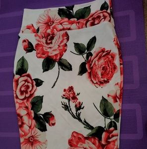 Floral Soft Stretchy Print Pencil Skirt M